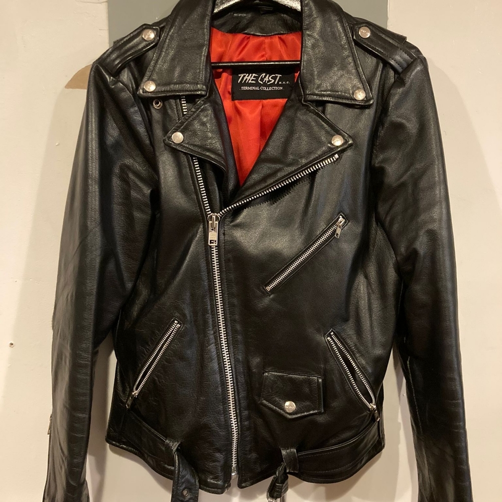 Leather cast motorcycle jacket